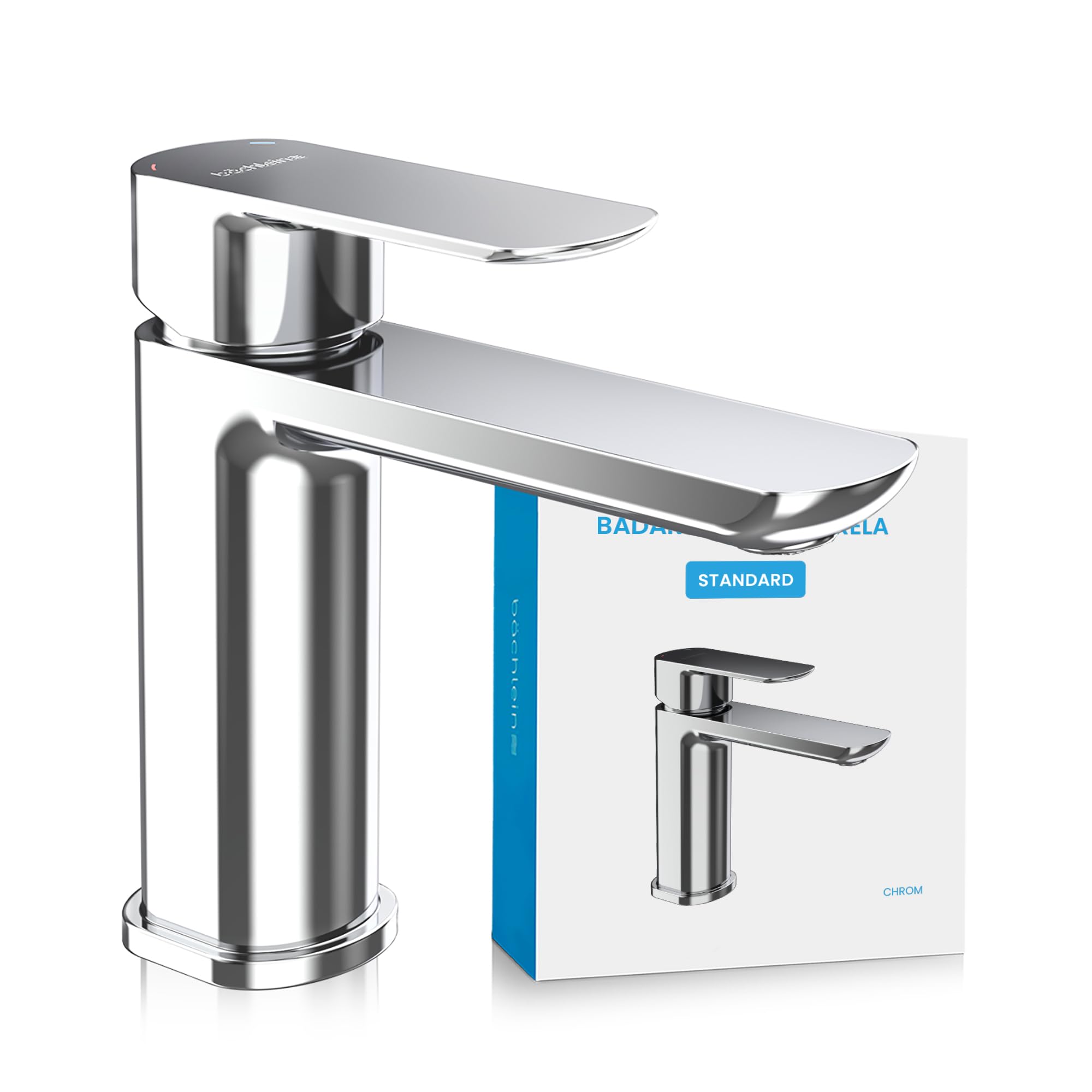 Bächlein Tap for The Bathroom in Classic Design, Single-Lever Mixer with Long-Lasting Ceramic Cartridge and Installation Set, Bathroom Faucet Chrome - Classic
