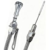 1/4" NPT Universal Flexible Engine Oil Dipstick (20") Pan Entry Stainless Steel Compatible with Chevy Ford GM(Silver)