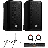 Electro-Voice ZLX-15P-G2 15" 2-Way 1000W Bluetooth-Enabled Powered Loudspeaker (Pair) Bundle with Auray SS-47S-PB Steel Speaker Stands with Carrying Case and 2X XLR Cable