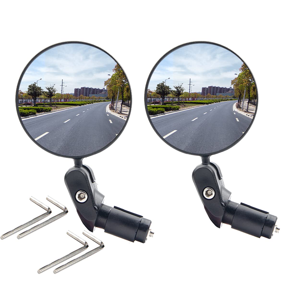 HOUSON 2 x Bicycle Mirrors, 360° Bicycle Rear View Mirror, Adjustable Wide Angle for Handlebar Inner Diameter 18-22 mm