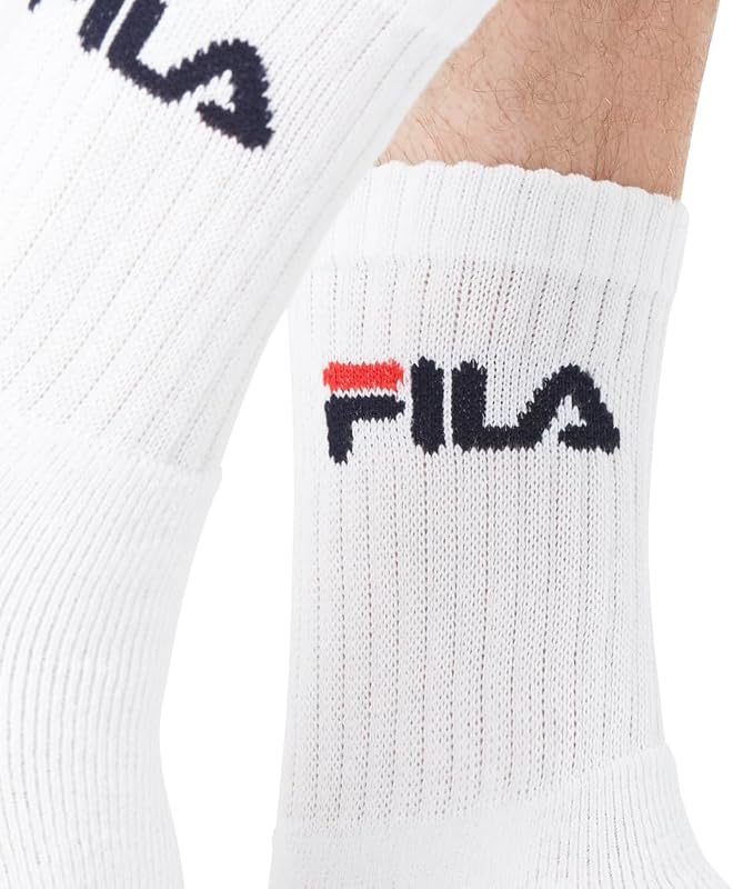 Calzini Uomo Tennis Set di 6 Calze Sportive Uomo Tessitura con Imbottiti e Traspiranti, Bianchi, Taglie 39/42