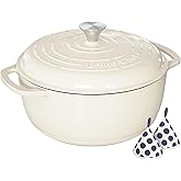 Umite Chef 6QT Enameled Cast Iron Dutch Oven with Lid, Versatile Heavy-Duty Cookware Pot for Baking Bread, Braising, Soups & Stews, Oven & Stovetop Safe with Heat Resistant Gloves(Cream White)