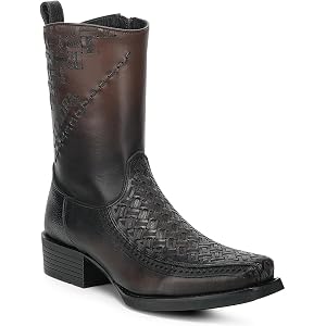 Cuadra Men's Urban Cowboy Boots Leather Woven Detail