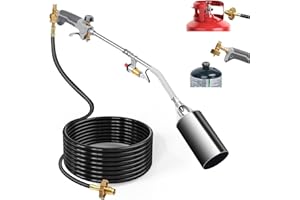 UNIFLASY Propane Torch Weed Burner, 1,800,000 BTU Heavy Duty Flame Control Blow Torch with Turbo Trigger, 10FT Hose, Push-Button Igniter, Flame Thrower Gun for Garden Weed, Roof Asphalt Work, Snow &Ice Removal