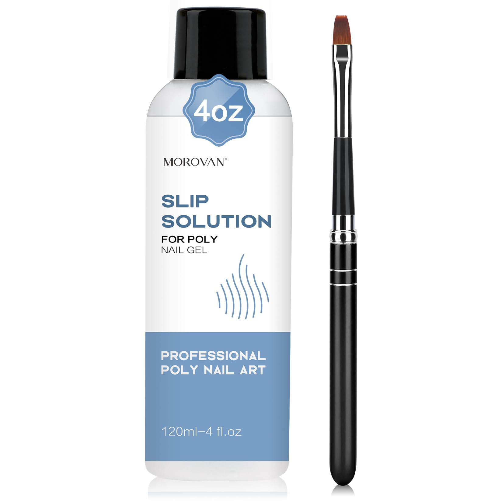 Morovan Poly Gel Slip Solution: 120ml Clear Liquid Solution Anti-Stick Tools with Nail Art Brush Starter Kit for Poly Extension Professional Nails Shape