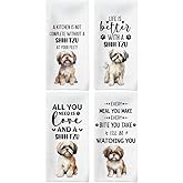 Tzhim Shih Tzu Dog Gifts Kitchen Towels Set of 4, Shih Tzu Gifts for Women, Dogs Dishcloths Tea Towels Dish Towels, Shih TzuDog Hand Towels, Dog Kitchen Bathroom Decor, 16x24inch