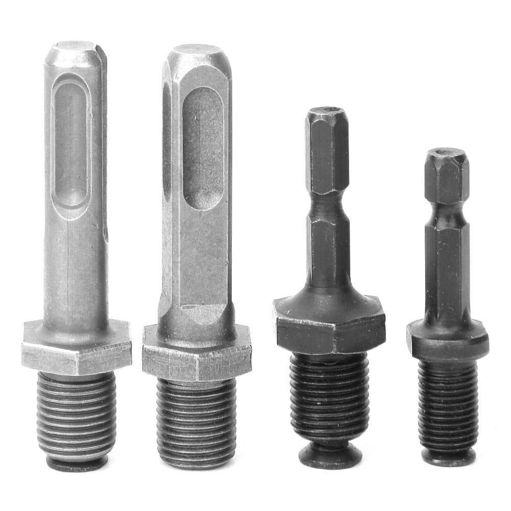 4 Pcs Drill Chuck Adapter, Drill Chuck Connector Made of High Speed Steel, Square Hex Round Shank Adapter Rod Conversion Adapter