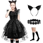 GUANSEN Black Costume Dress for Girls Fluffy Tulle Dress Girls for Cosplay Birthday Guest Party