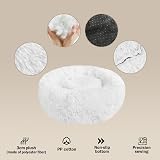 Nepfaivy Calming Dog Cat Donut Bed 15.75in Fluffy Round Plush Bed White view 2