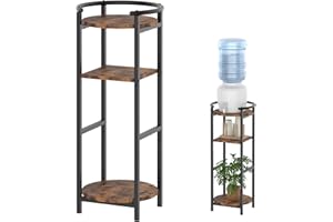 NOVIMANGO Water Dispenser Stand Wood, (36.5" H-11.8" W) Drink Dispenser Floor Stand, Water Stands for 1-5 Gallon Bottle Dispenser, Water Jug Stand with 2 Round Shelves, Sturdy Water Stand for Living Room