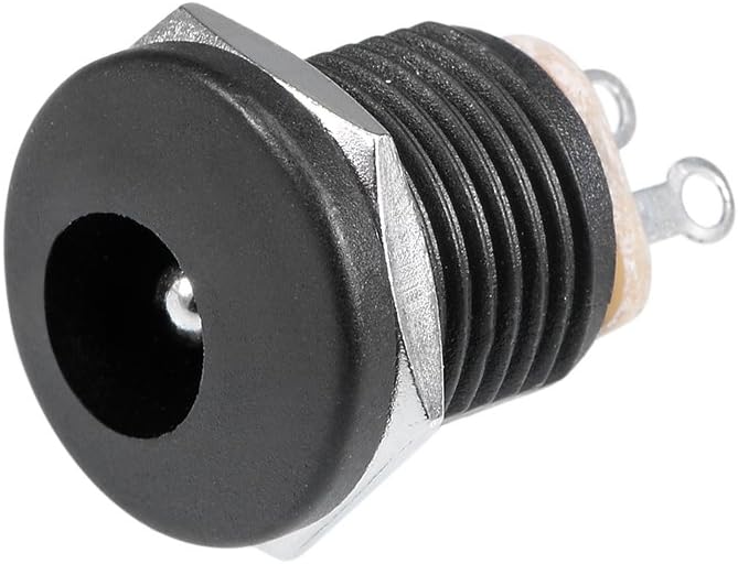 sourcing map 20Pcs Panel Mount DC Connector Power JackSocket Female 3Pin 5.5mm x 2.5mm Black