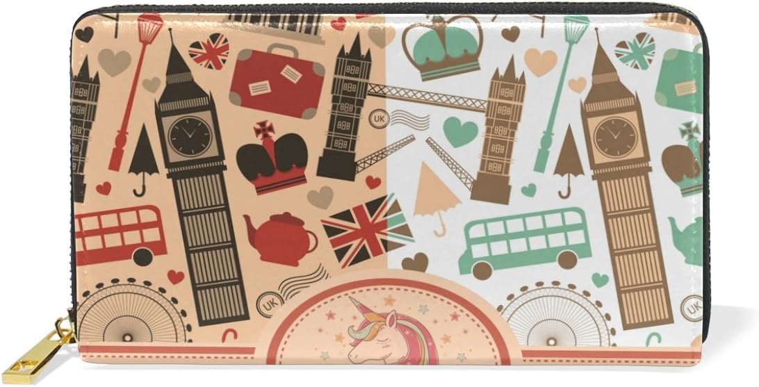 England Big Ben Leather Womens Zipper Wallets Clutch Coin Case