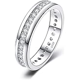 JewelryPalace Cubic Zirconia Eternity Wedding Bands For Women, 14K Yellow Rose Gold Plated 925 Sterling Silver Anniversary Promise Rings for Her, CZ Simulated Diamond Wedding Ring Jewelry Channel Set