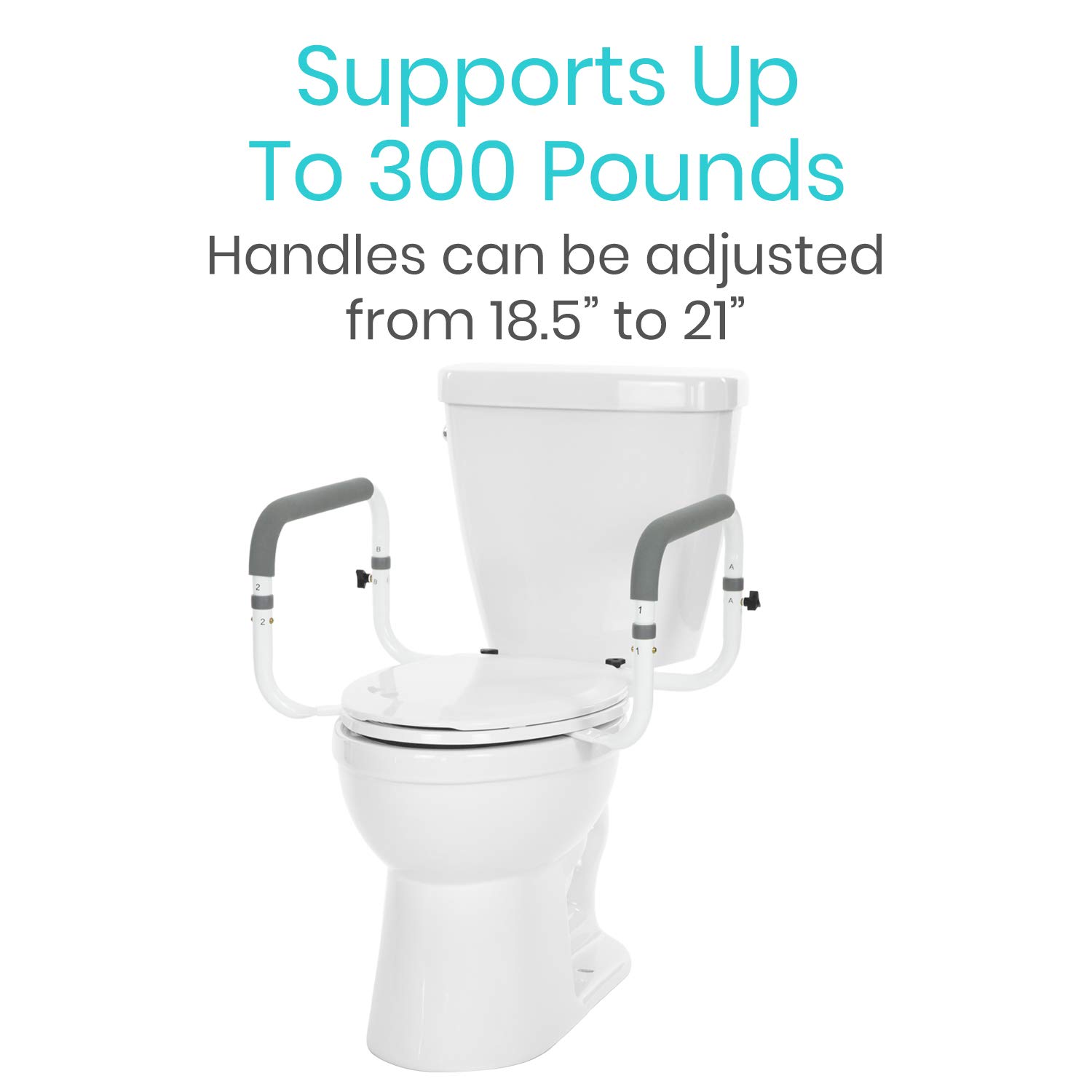 Vive Toilet Safety Rail Adjustable Grab Bar Compact Support Frame