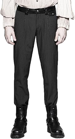 Pantalon Noir Homme Rayures Fines Blanches Elegant Aristocrate Steampunk Amazon Fr Vetements Et Accessoires