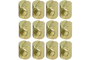 NACX M6 x 15mm Slotted Barrel Nuts Cross Dowel Slotted Nuts, 25Pcs