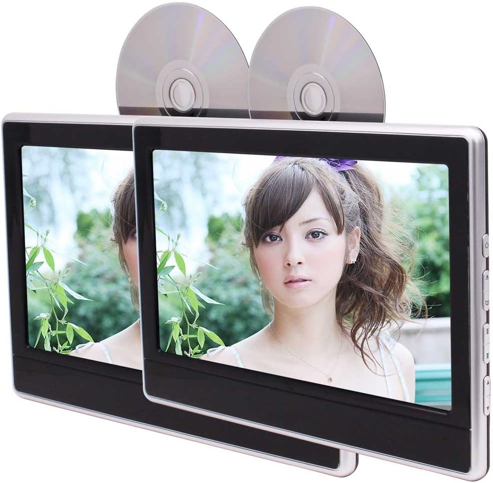 EINCAR Car Headrest Monitors with Pair of 11.6 inch 1366 * 768 LCD Screen DVD Player with Remote Control support USB/SD HDMI Port IR FM Transmitter