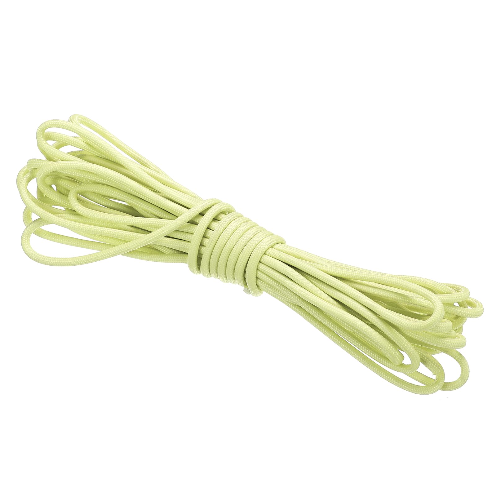 PATIKIL 26 Feet Glow in the Dark Paracord, 4mm Camping Paracord Rope 9-Strand Type 550lb Nano Cord Paracord for Camping Tent Tarp Hiking, Light Yellow