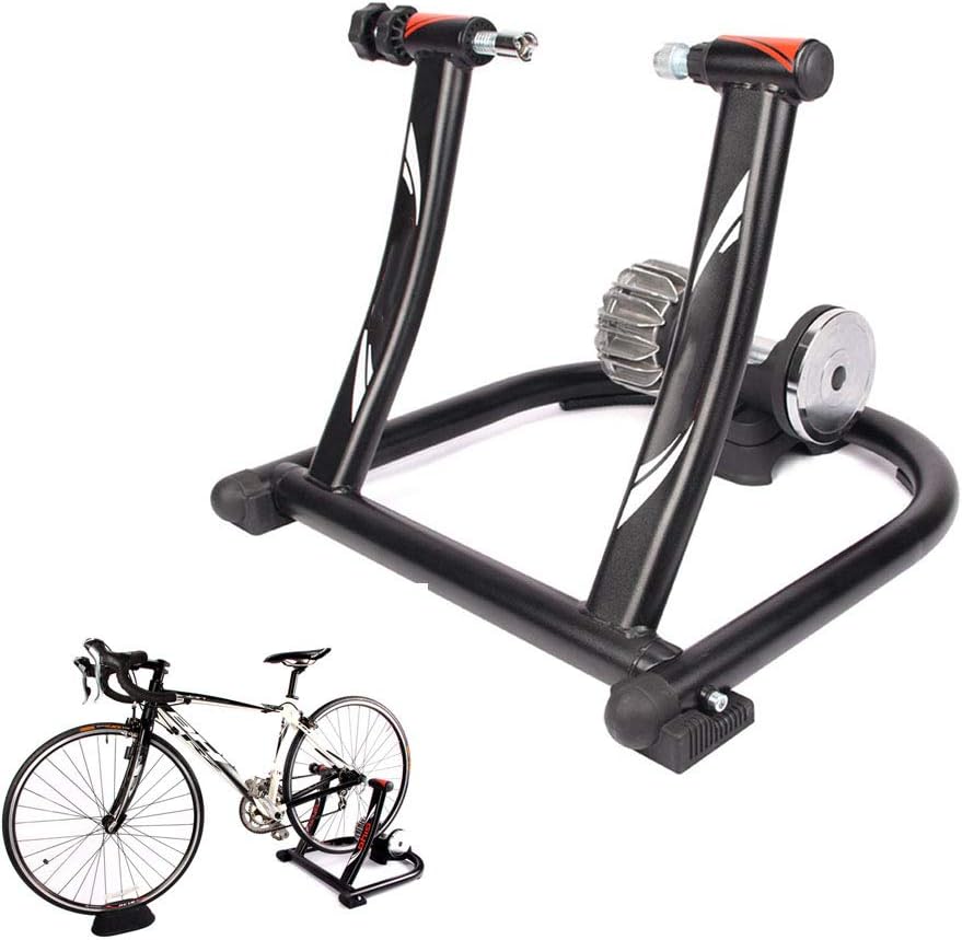 Xcmenl Bike Trainer Stand Steel Indoor Bicycle Exercise Magnetic Stationary Workout Trainer Stand Foldable Indoor Cycling Trainer
