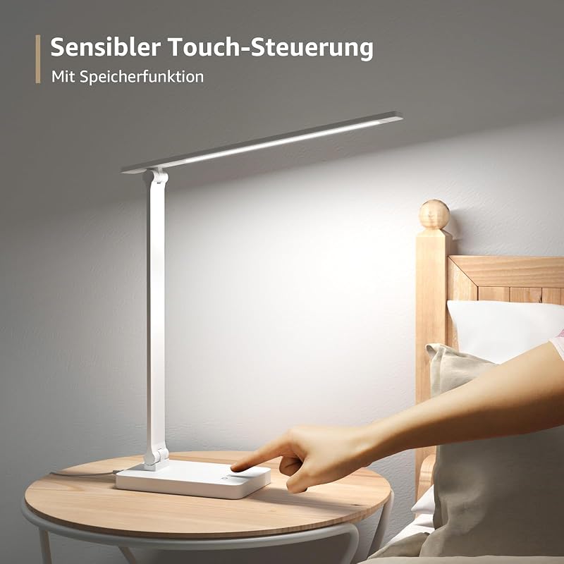 Schreibtischlampe LED, Dimmbar, 800LM 3 Farben & 5 Helligkeitsstufen