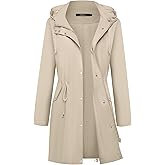 Bloggerlove Rain Jacket for Women Waterproof with Hood Trech Coat for Women Lightweight Raincoats Long Windbreaker