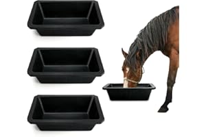 GINDOOR 3Pcs Large Rubber Feeder Pan, 10 Quart/2.5 Gallon Horse Feed Bucket Water Bowl, Heavy Duty Water Troughs for Livestock Chicken Dust Bath Tub for Pig Goats Horses Farm Animal Feeding