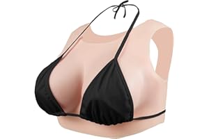 KUMIHO Silicone Breastplate Fake Boob Round Collar Hollow Back Realistic Fake Breast Form Drag Queen Transgender Crossdresser