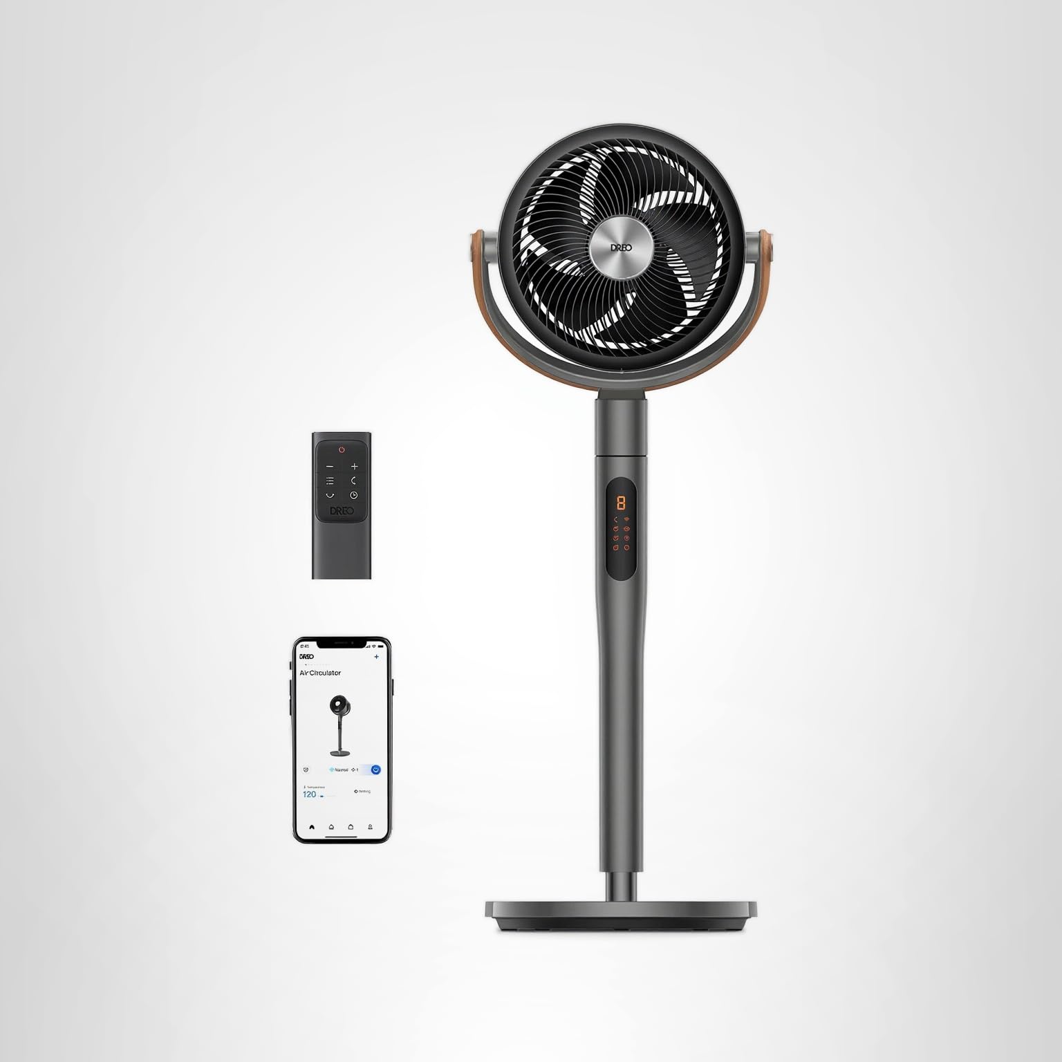 Dreo Smart Fan for Bedroom, 120°+105° Omni-directional Oscillating Standing Fans with Remote, 100ft Quiet Floor Fan for Room, Wi-Fi/Voice/Alexa, 6 Modes, 8 Speeds, 37-43'' Height, 12H Timer, DC Motor