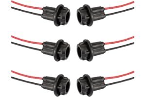TOMALL T10 Socket 194 W5W 921 Rubber Replacement Connector 2 Pigtail for LED Bulbs (Pack of 6)