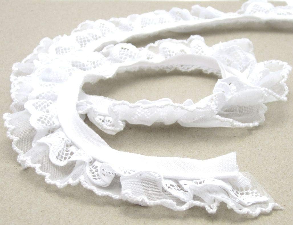 Paspel, Rüschenband, Rüschen-Borte, nähen, Meterware, 1 Meter (weiß)