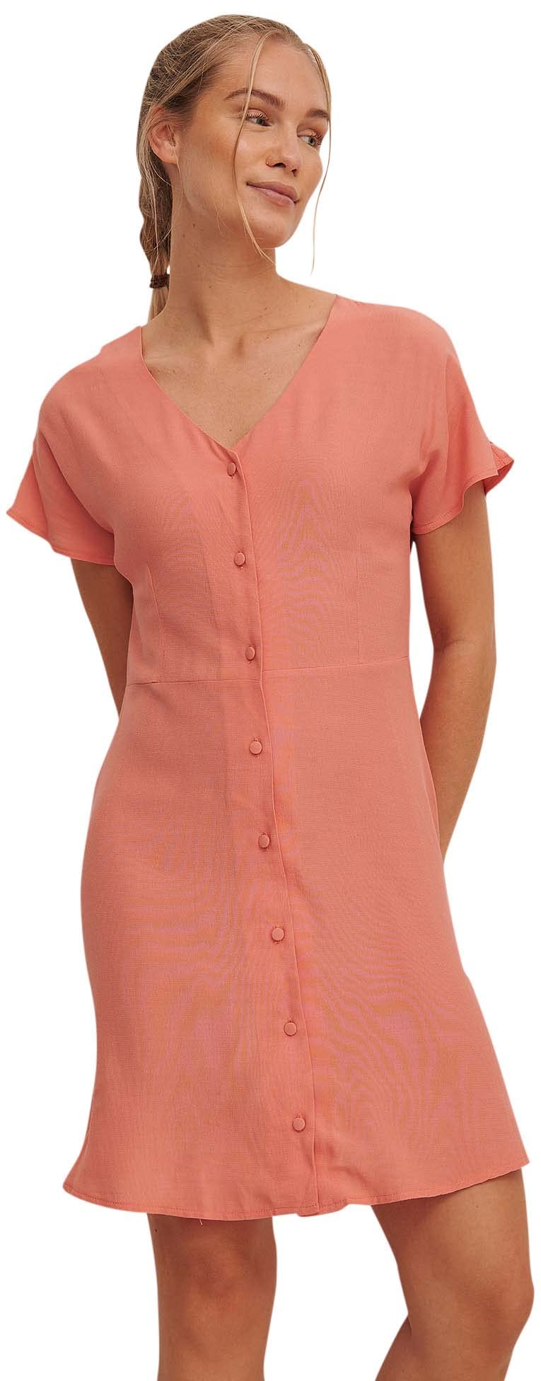 NA-KD Women's Button Front Mini Casual Dress, Desert Pink, 12 UK — image 1