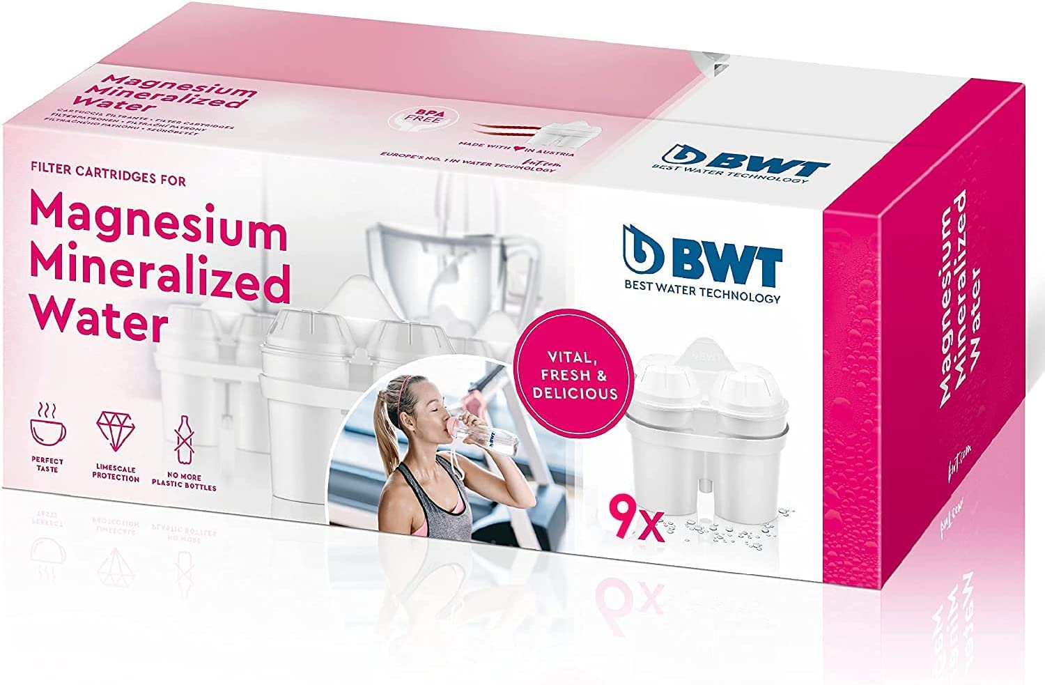 BWT Pack of 9 Filters for Water Jug with Magnesium Longlife Mg2+, White, 9 Months