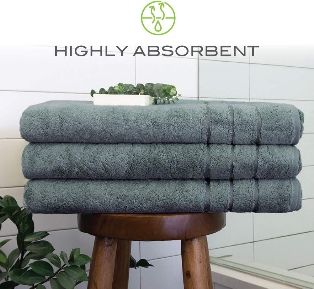 Cariloha 600 GSM Bamboo & Turkish Cotton Bath Sheet - Odor Resistant, Highly Absorbent - Includes 1 Towel - 1-Year Limited Quality Warranty - Ocean Mist: Kitchen & Dining