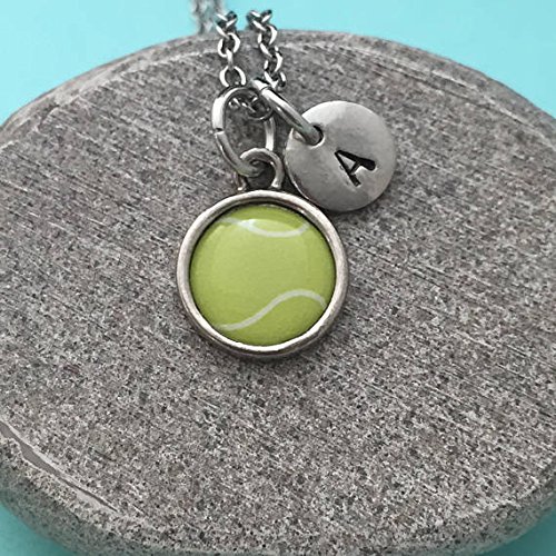 Tennis ball necklace, tennis ball charm, sports necklace