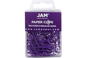JAM PAPER Colorful Standard Paper Clips - Regular 1 Inch - Purple Paperclips - 100/Pack