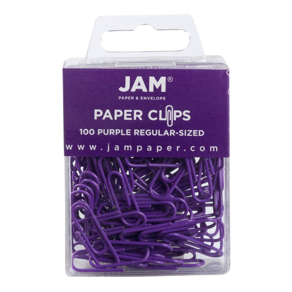JAM PAPER Colourful Standard Paper Clips - Small 25.4 mm - Purple Paperclips - 100/Pack — image 1