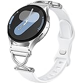 Getino Thin Silicone Strap Compatible with Samsung Galaxy Watch 7 6 5 4 FE Band 40mm 44mm/Galaxy Active 2 Bands, 20mm Watch Band Charms X-Shaped Slim Narrow Sport Strap for Samsung Watch Bands Women