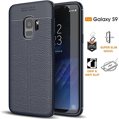 Samsung Galaxy S9 Shockproof Case Protector Built in Grip Slim Ultra Thin TPU Silicone Phone Case Cover Neo Hybrid Full Rugged Add No Bulk(Navy)