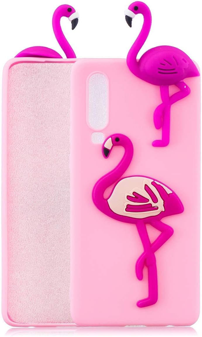 Huiran Case for Samsung Galaxy A70 Case Soft Back Cover 3D Cartoon Flamingo Candy Colour Girly Bear Design Slim Flexible Protective Case Cover Bumper for Girls