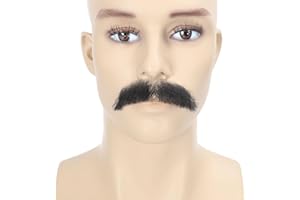 Fake Beard | Adytom Synthetic Fiber Hair Lace Hands Tied Realistic Mustache For Adult Costume Theatrical Grade 1 Piece False Beards (Black)