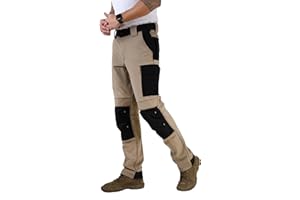 Ellobird Men's Work Utility Pants, Relaxed Fit 4 Way Stretch, Construction Carpenter Cargo Tactical, Durable Cordura