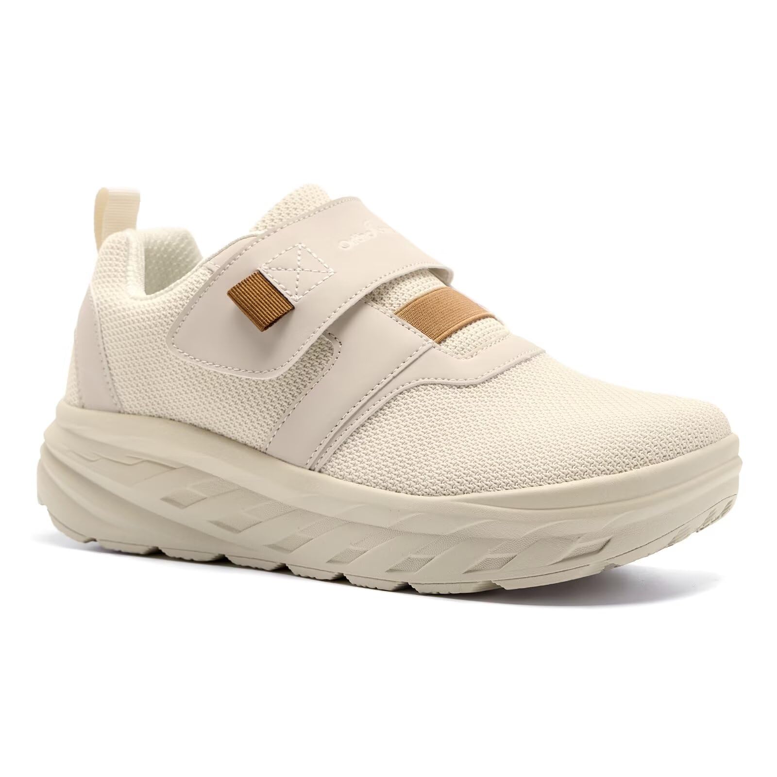 Photo 1 of ***(HEAVILY USED/ MINOR DAMAGE)***Women's Orthopedic Diabetic Wide Walking Shoes: Casual Adjustable Fit Hook and Loop Plantar Fasciitis Swollen Casula Shoes, Comfortable Cushion Arch Support Bunions Slip-On Loafers Beige Size 7.5