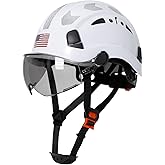 AOLAMEGS Construction Safety Hard Hat - ANSI Z89.1 Type Ι OSHA Approved Safety Helmets with Chin Straps Lightweight Reflective Vented ABS Hard Hats For Men Women Industrial Workwear 6-point Suspension