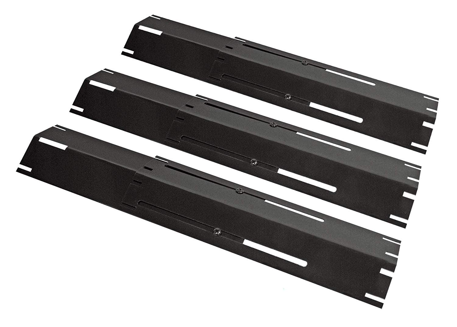 Unicook Barbecue Heat Plate, Heavy Duty Adjustable Porcelain Steel Heat Shield, Gas BBQ Replacement Parts, Length Extends from 29.8cm up to 53.3cm, 3 Pack