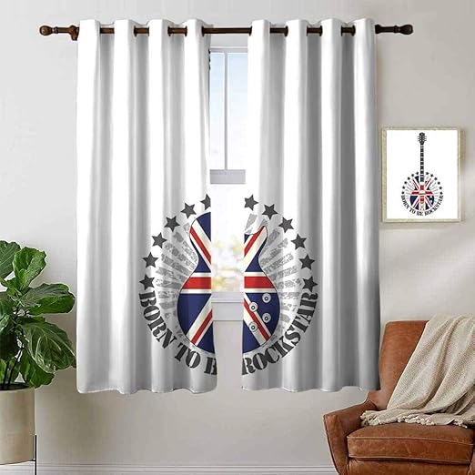 Decor Curtains By Rock Music Union Jack Patterned Guitar Stars