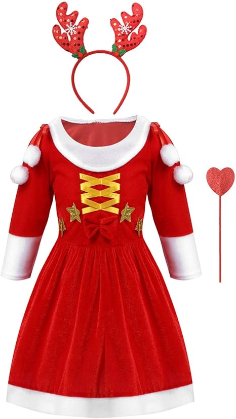 Weihnachtskleid Für Mädchen - Festliches Design Mit Hirsch & Baum-Motiven