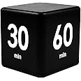 DQDEDIAN Cube Timer, Kitchen Timer with Gravity Flip Countdown Settings 15-20-30-60 Minutes for Time Management and Work, Study, Desk,Exercise, Cook, Baking(Black)