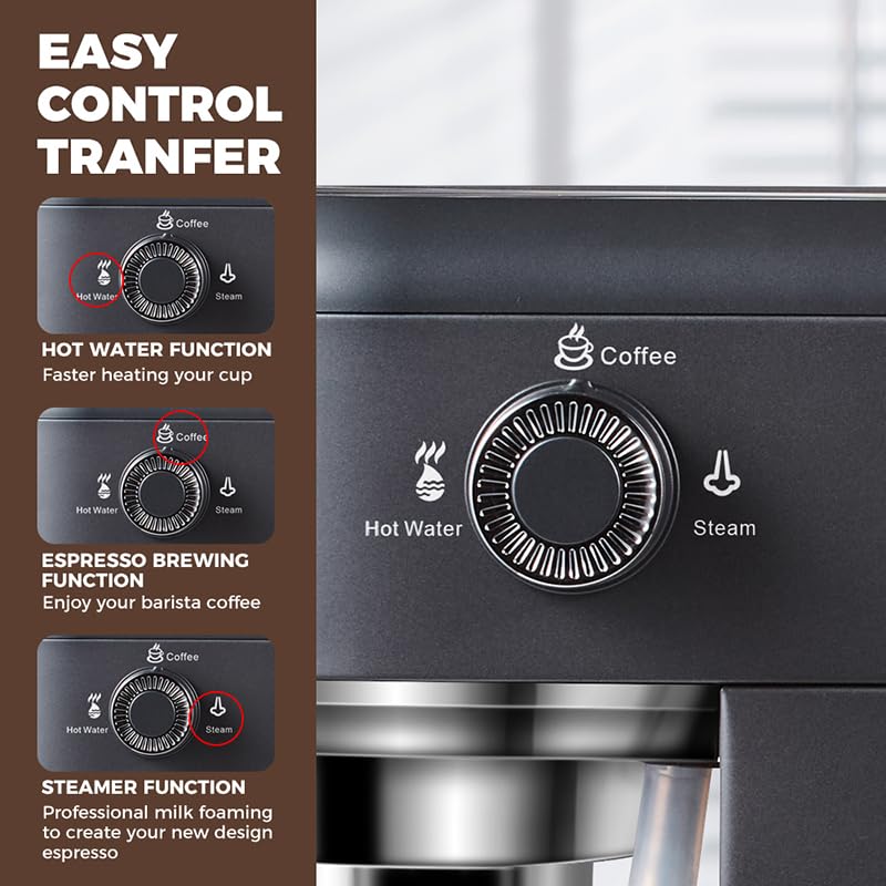 Cafelffe MK-601F 4-in-1 Capsule Coffee Machine with Milk Frother & Pitcher, Hot/Cold Brew Espresso Coffee Maker Compatible with Nes/DG Pods/ESE Pod/Ground Coffee,Compact for Home/Office Use,Gray