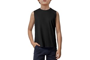 Haloumoning Boys Tank Tops Athletic Sleeveless Crewneck T-Shirts Kids Undershirts 5-14 Years