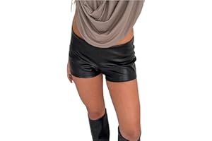 Women's Pu Leather Shorts Fall Going Out Mini Shorts Vintage Low Waisted Y2k Hot Pants Concert Club Outfits